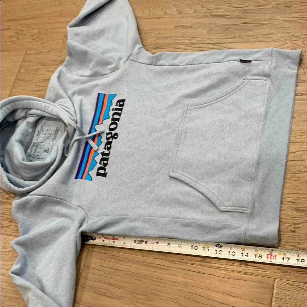 Patagonia Light Blue Hoodie with Patagonia Logo Men’s Small/Women’s Medium - Picture 5 of 9